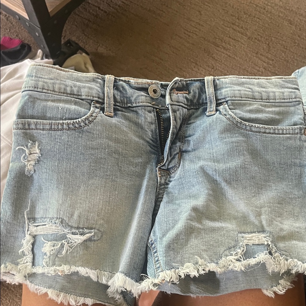 Abercrombie Kids Light Blue Distressed Jean Shorts